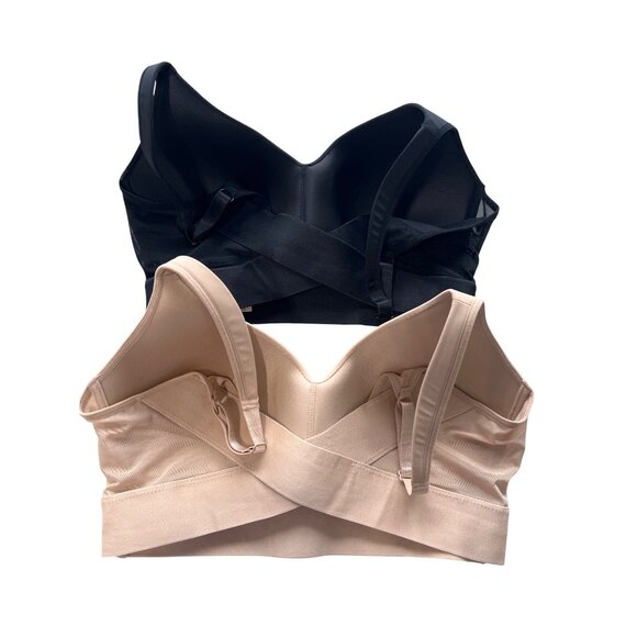 Rhonda Shear 2 Pack Molded Cup Bra with Wrap Back Size Large Black Beige 653.11 - Picture 3 of 10